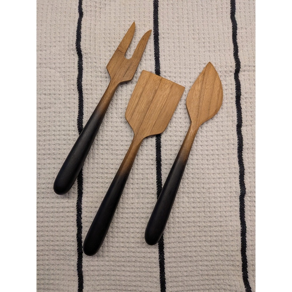 Handcrafted 3-Piece Wooden Cheese Serving Set Ombre Charcuterie Tools